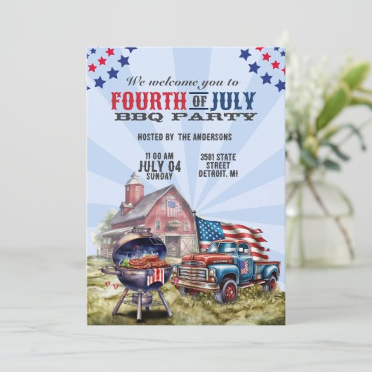 BBQ Party USA 4 van juli Kaart (Staand voorkant)