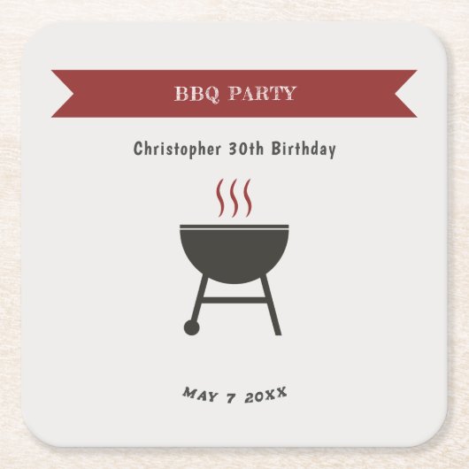 BBQ Party Verjaardag Onderzetter (Voorkant)