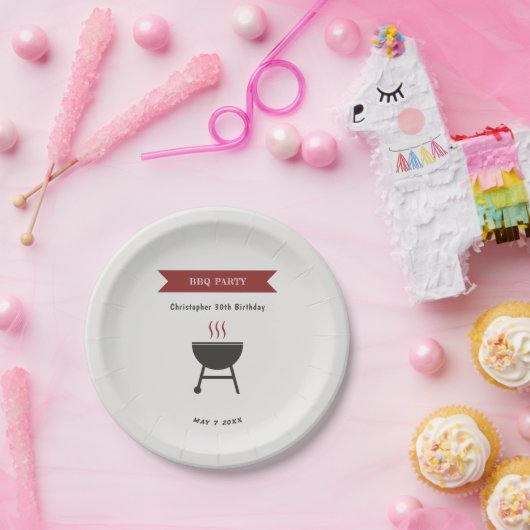 BBQ Party Verjaardag Papieren Bordje (Feest)