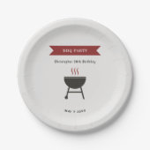 BBQ Party Verjaardag Papieren Bordje (Voorkant)