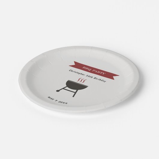 BBQ Party Verjaardag Papieren Bordje (Gekanteld)