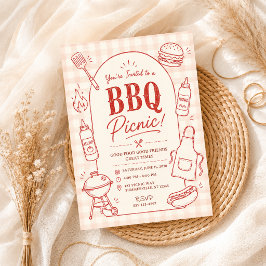 BBQ Picknick Retro Cookout Achtertuin Feest Zomer Kaart