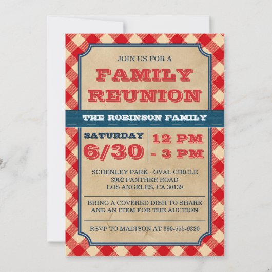 BBQ picknick rustieke familie reünie uitnodiging (Voorkant)