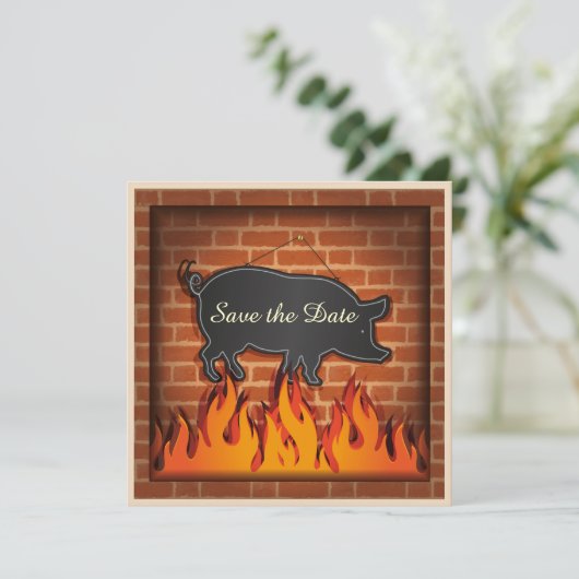 BBQ Picknick Varkensschmaus ! Save The Date (Staand voorkant)