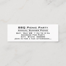 BBQ Picnic Backyard Party Celebration Invitation Mini Visitekaartje