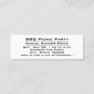 BBQ Picnic Backyard Party Celebration Invitation Mini Visitekaartje