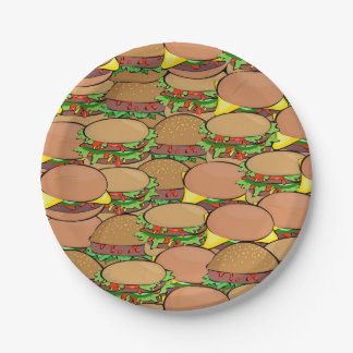 BBQ Picnic Hamburger Paper Borden Papieren Bordje