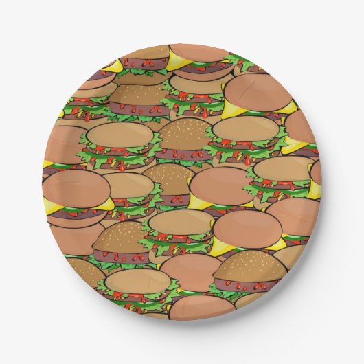 BBQ Picnic Hamburger Paper Borden Papieren Bordje (Voorkant)