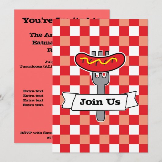 BBQ Picnic Uitnodiging (Voorkant / Achterkant)