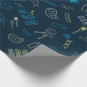 BBQ Pictogrammen Patroon Grillen Gereedschap Vlees Cadeaupapier (Hoek)
