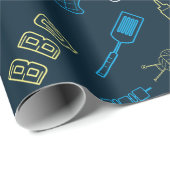 BBQ Pictogrammen Patroon Grillen Gereedschap Vlees Cadeaupapier (Rol Hoek)