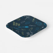 BBQ Pictogrammen Patroon Grillen Gereedschap Vlees Papieren Bordje (Gebogen)