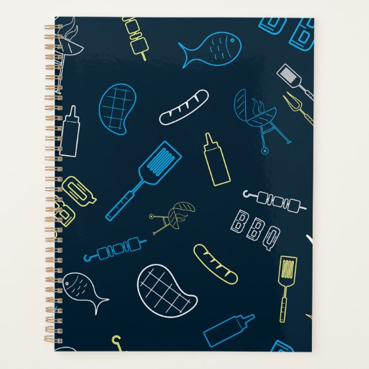 BBQ Pictogrammen Patroon Grillen Gereedschap Vlees Planner (Voorkant)