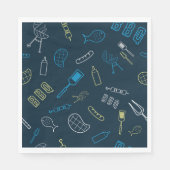 BBQ Pictogrammen Patroon Grillen Gereedschap Vlees Servet (Voorkant)