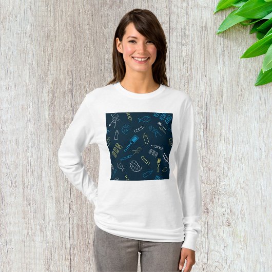 BBQ Pictogrammen Patroon Grillen Gereedschap Vlees T-shirt