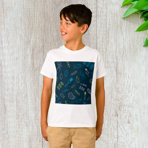 BBQ Pictogrammen Patroon Grillen Gereedschap Vlees T-shirt