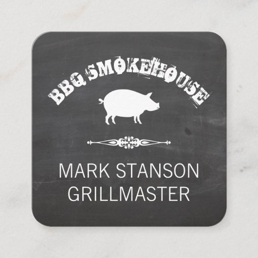 BBQ/Pig/Chalk Achtergrond Vierkante Visitekaartje (Voorkant)