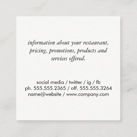 BBQ/Pig/Chalk Achtergrond Vierkante Visitekaartje (Achterkant)