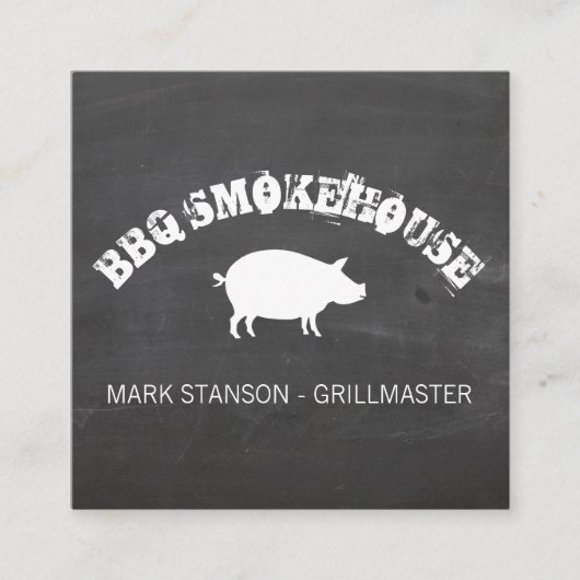 BBQ/Pig/Chalk Achtergrond Vierkante Visitekaartje (Voorkant)