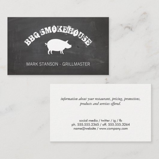 BBQ/Pig/Chalk Achtergrond Visitekaartje (Voorkant / Achterkant)