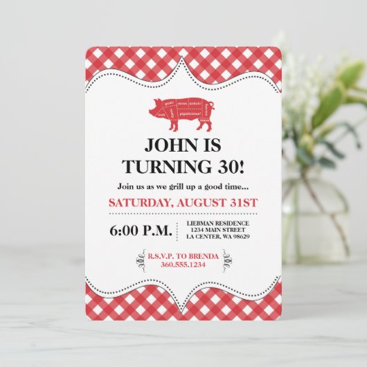 BBQ Pig Party Kaart (Staand voorkant)