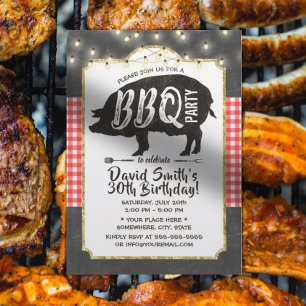 BBQ Pig Roast Birthday Party  Chalkboard Kaart