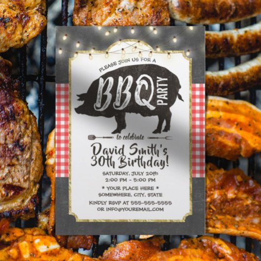 BBQ Pig Roast Birthday Party  Chalkboard Kaart