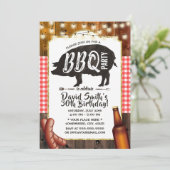 BBQ Pig Roast Birthday Party Rustic Barn Wood Kaart (Staand voorkant)