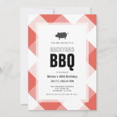 BBQ Pig Roast Red Gingham Volwassen Verjaardag Kaart (Voorkant)