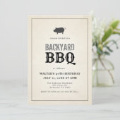 BBQ Pig Roast  Red Gingham Volwassen Verjaardag Kaart (Staand voorkant)