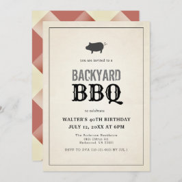 BBQ Pig Roast  Red Gingham Volwassen Verjaardag Kaart
