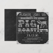 BBQ PIG ROAST zwart krijtbord uitnodigingen (Voorkant / Achterkant)