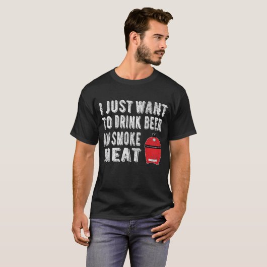 BBQ Pitmaster Drink Beer Smoke Meat T-shirt (Voorkant volledig)