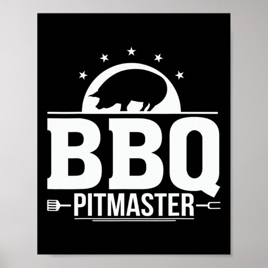 BBQ Pitmaster Grill Master T-shirt voor Byrbecue l Poster (Voorkant)