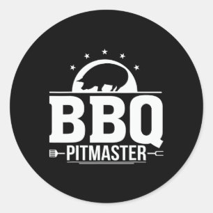 BBQ Pitmaster Grill Master T-shirt voor Byrbecue l Ronde Sticker