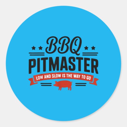 Bbq Pitmaster Low Slow Smoker Grill Ronde Sticker (Voorkant)