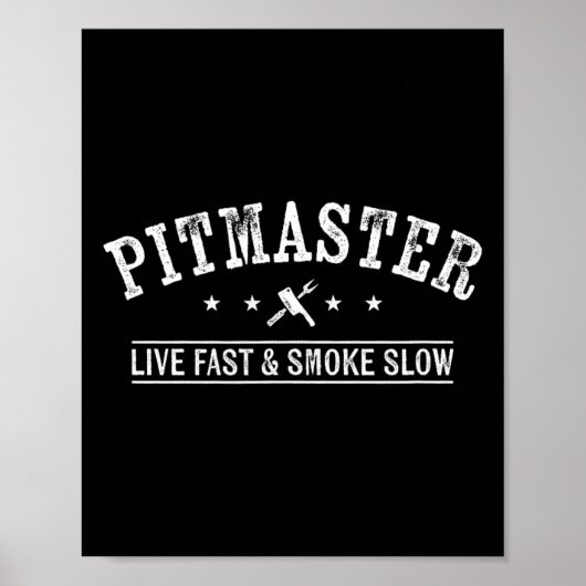 BBQ Pitmaster met vleesvork en clever grillen Poster (Voorkant)