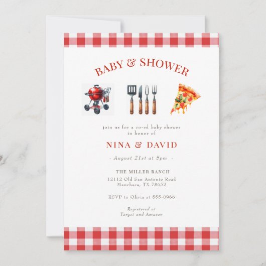 BBQ Pizza geslacht natuurlijk baby shower Kaart (Voorkant)