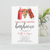 BBQ Pizza geslacht natuurlijk baby shower Kaart (Staand voorkant)