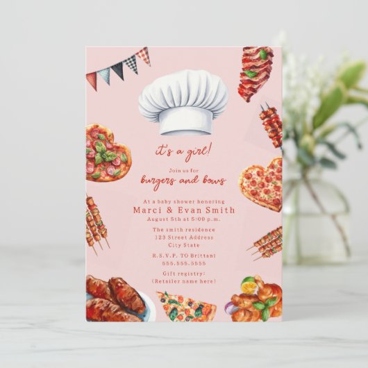 BBQ Pizza geslacht natuurlijk baby shower Kaart (Staand voorkant)