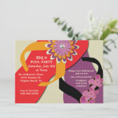 BBQ & Pool Party Flip Flop Invitation honey Kaart (Staand voorkant)