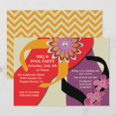 BBQ & Pool Party Flip Flop Invitation honey Kaart (Voorkant / Achterkant)