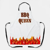 BBQ Queen Red Flames Cookout Gezegde Schort (Voorkant)
