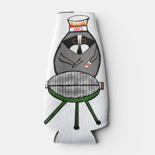 BBQ Raccoon op fles Cozie Flesjeskoeler (Voorkant)
