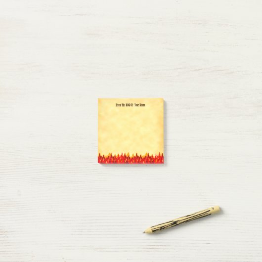 BBQ Red Flames Bewerkbare Westerne letters Post-it® Notes (Op bureau)