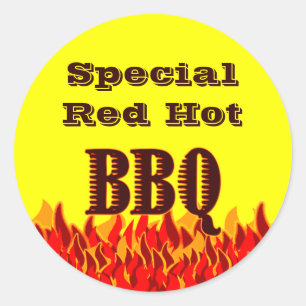 BBQ Red Flames Custom Canning Sticker
