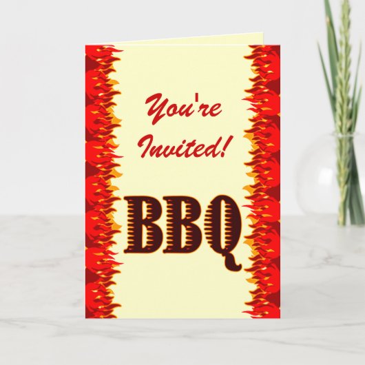 BBQ Red Flames Custom Folded Invitation (Voorkant)