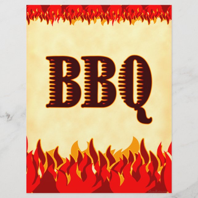 BBQ Red Flames Custom Party Flyer-Sjabloon (Voorkant)