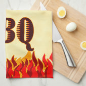 BBQ Red Flames Keukenhanddoek (Quarter Fold)