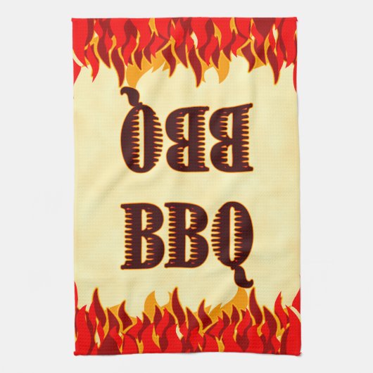 BBQ Red Flames Keukenhanddoek (Verticaal)